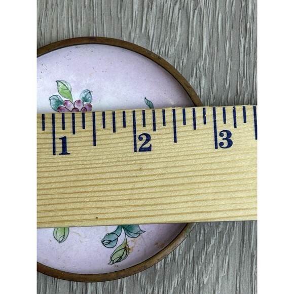 Vintage Enamel Coated Trinket Dish Pink Floral Country Cottage 3” - Picture 5 of 5